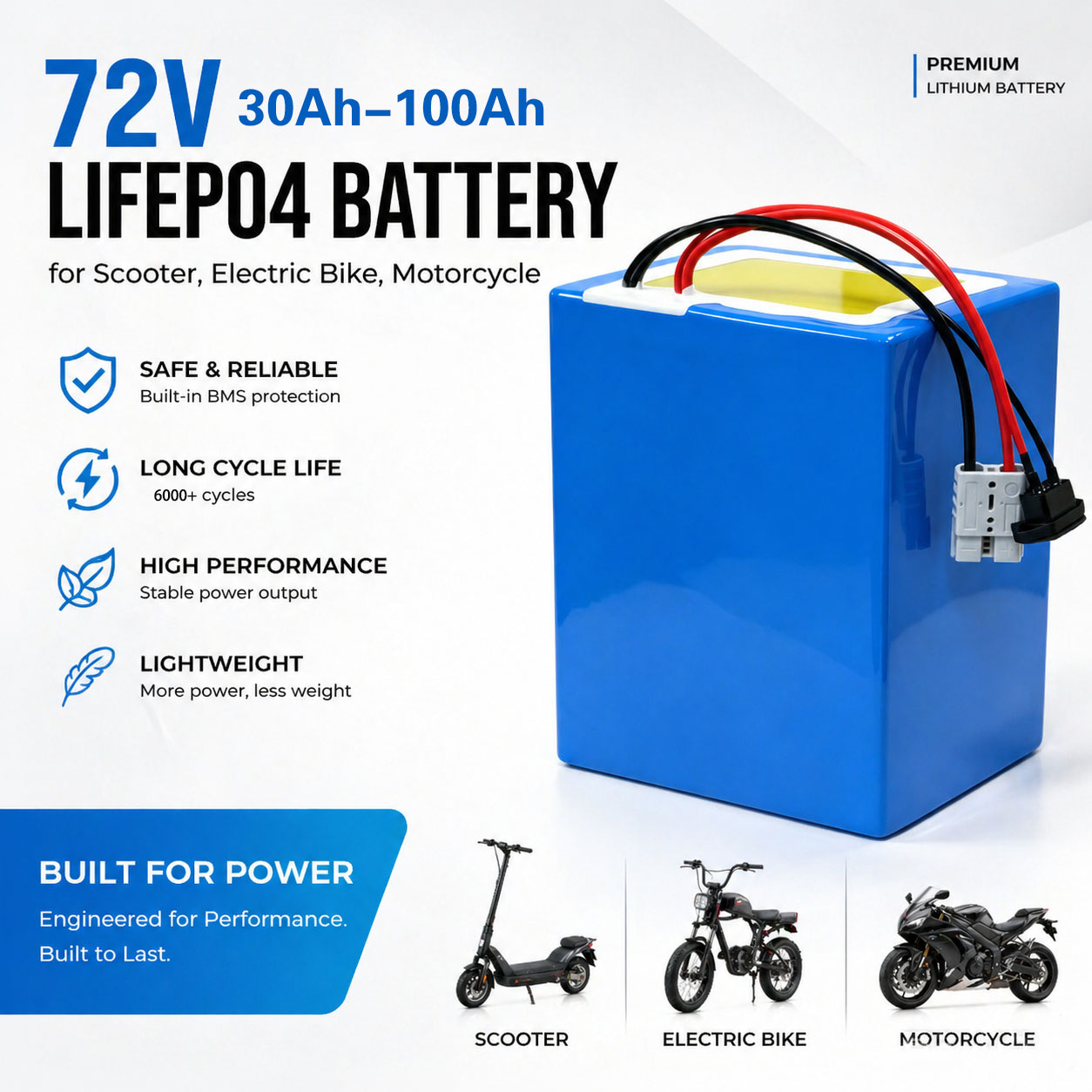 72V 40Ah Lifepo4 Battery Pack - Batterie au lithium LiFePO4 72V 50Ah